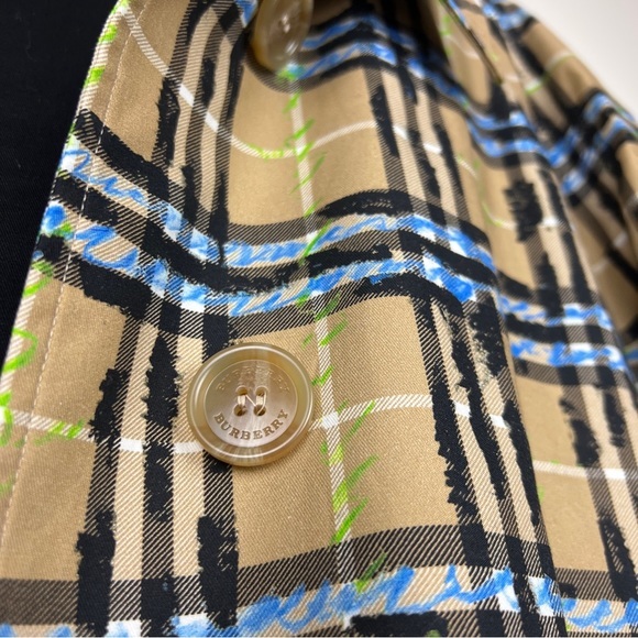 Burberry Calderbrook Scribble Printed Nova Check Long Car Coat Trench - Picture 8 of 13